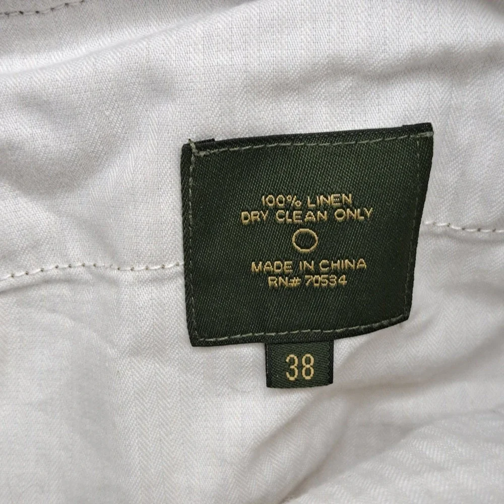 ORVIS Signature Collection Mens Linen Pants 38 Tan Casual Flat Front (37x31)